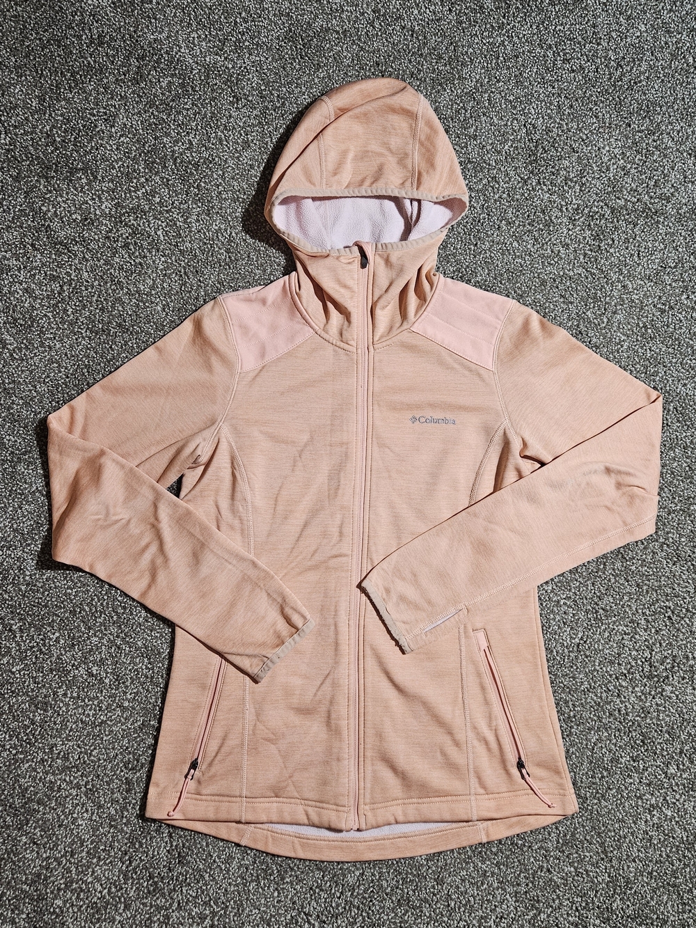 Columbia Full Zip Hoodie Women Size S Pink Heathered Performance Fleece Jacket